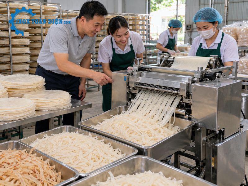 Máy cắt sợi bánh rìa: Tận dụng bánh dư và kiểm soát hao hụt nguyên liệu Máy cắt sợi bánh rìa