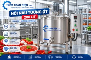 Nồi nấu tương ớt công nghiệp 200L Inox Toàn Diện Sao chép ALT