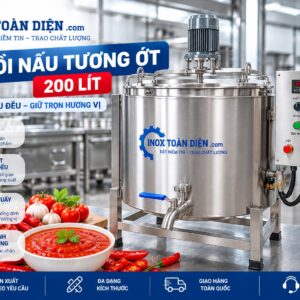 Nồi nấu tương ớt công nghiệp 200L Inox Toàn Diện Sao chép ALT